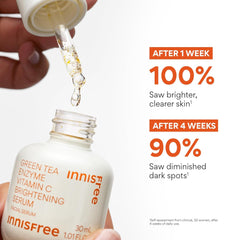 Innisfree Green Tea Enzyme Vitamin C Serum for Dark Spot Fading. 1.0 fl oz /30ml