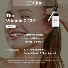 COSRX Pure Vitamin C 13% Serum with Vitamin E & Hyaluronic Acid, 0.67fl.oz/20ml