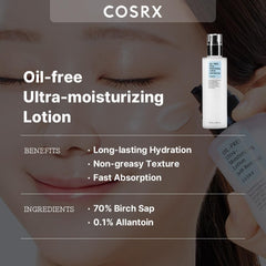 COSRX Oil Free Lotion with Birch Sap, Daily Acne Facial Moisturizer, Hydrating Moisturizer for All Skin Types, 3.38 fl.oz / 100ml