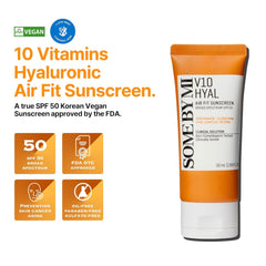SOME BY MI V10 Hyal Air Fit Sunscreen - 1.69oz, 50ml - Centella Sunscreen for Face with SPF 50 UV Protection