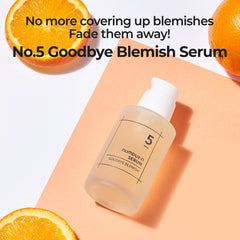 numbuzin No.5 Serum | Goodbye Blemish Serum | for Acne Scars with Vitamin C, Niacinamide, Antioxidant 1.69 fl. oz.