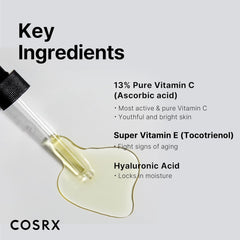 COSRX Pure Vitamin C 13% Serum with Vitamin E & Hyaluronic Acid, 0.67fl.oz/20ml