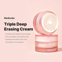 Medicube Triple Collagen Cream - Hydrating & Firming Moisturizer with Hyaluronic Acid, Premium Elastin, Shea Butter, 1.69 oz