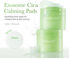 medicube Exosome CICA Tea Tree Calming Toner Pads for Sensitive Skin with Centella Asiatica (100 Pads)
