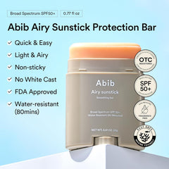 Abib Airy Sunstick Protection Bar Broad Spectrum SPF50+ 0.81 oz / 23 g (Semi- matte)
