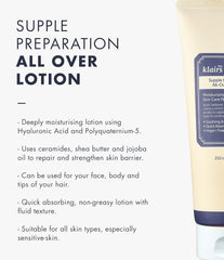 DearKlairs Supple Preparation All-over lotion, Daily face and body moisturizer, 250ml, 8.45oz
