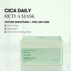VT COSMETICS CICA Reti-A Daily Mask 30 Sheets, Retinol Complex for Pore Minimizing