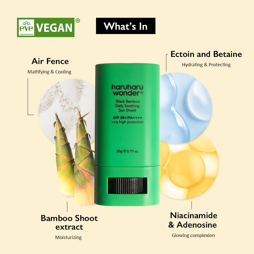 Haruharu Wonder Black Bamboo Daily Soothing Sun Shield 20g Sunscreen Stick, 0.7 Ounce