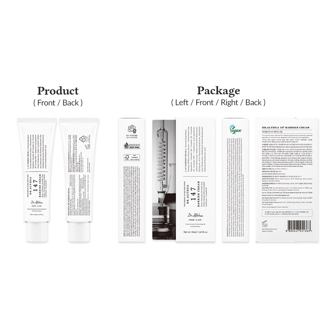 Dr.Althea 147 Barrier Cream | Daily Skin Barrier Care | Deep Hydrating with Hyaluronic Acid & Ceramides |1.7 Fl Oz