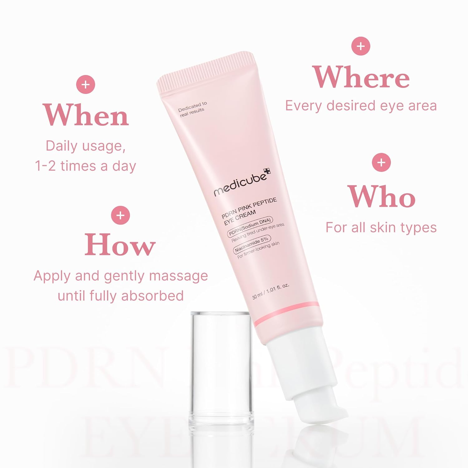 medicube Salmon DNA PDRN Pink Peptide Eye Serum with Niacinamide and 99% Purity Retinol  1.01fl.oz