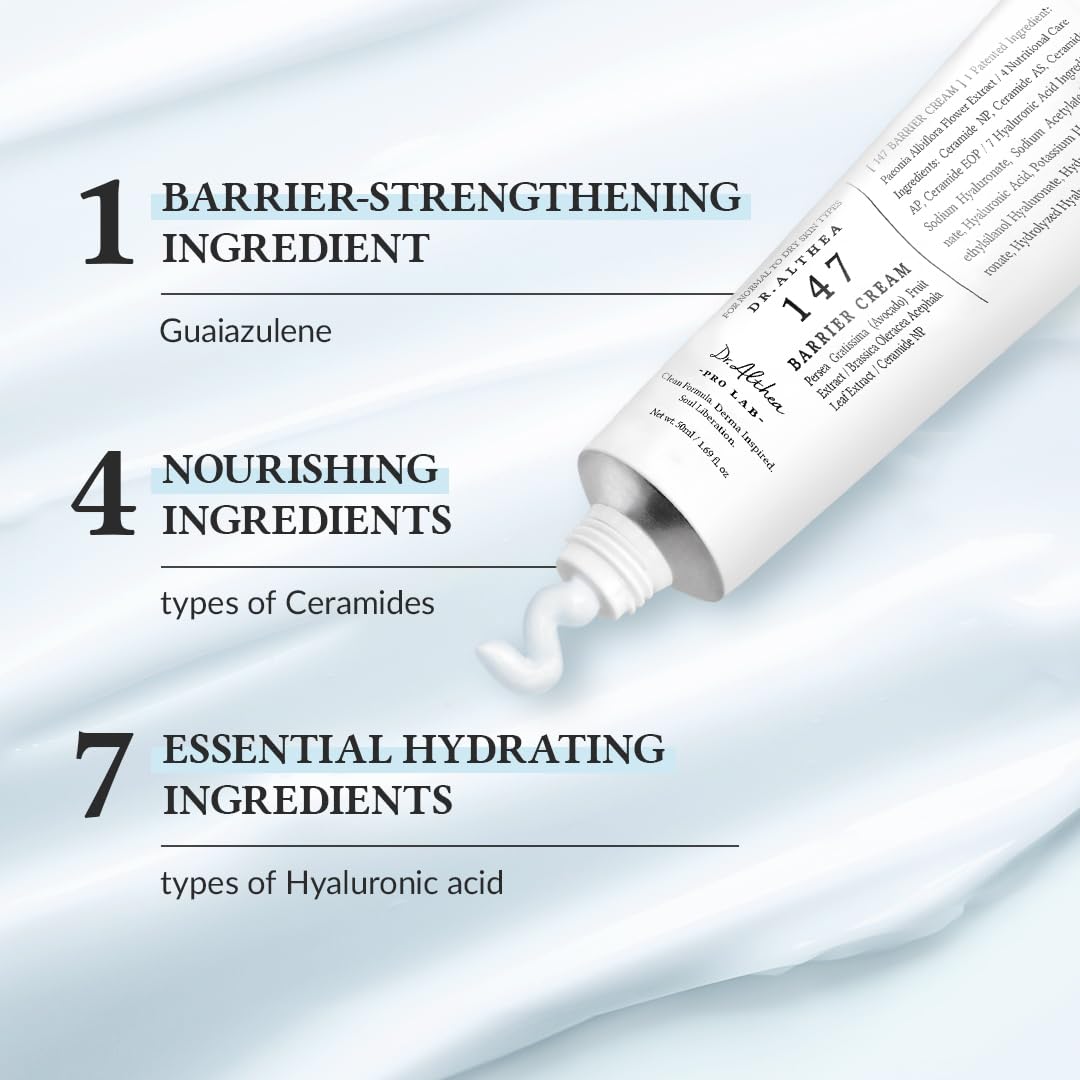 Dr.Althea 147 Barrier Cream | Daily Skin Barrier Care | Deep Hydrating with Hyaluronic Acid & Ceramides |1.7 Fl Oz