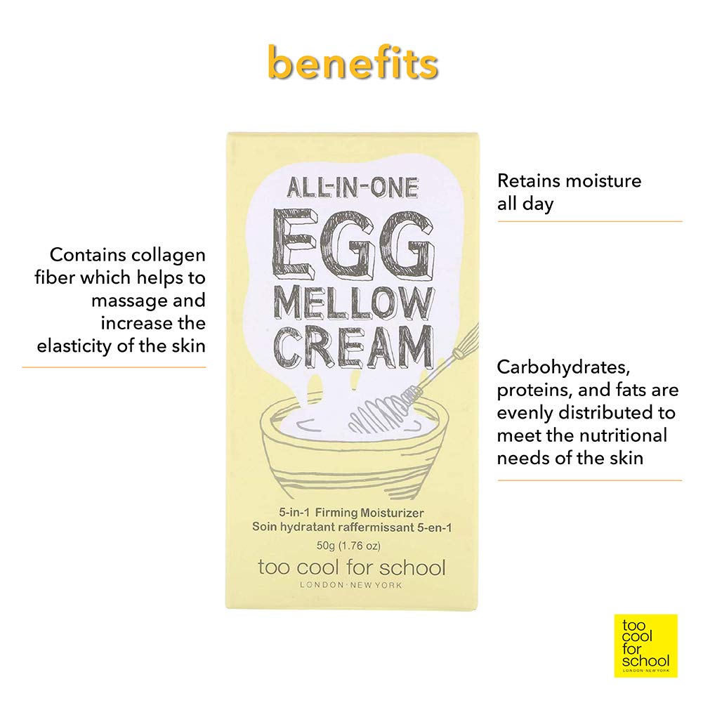 Too Cool for School Egg Mellow Cream, Egg Extracts, Collagen Fibers, Inca Omega, All day hydration