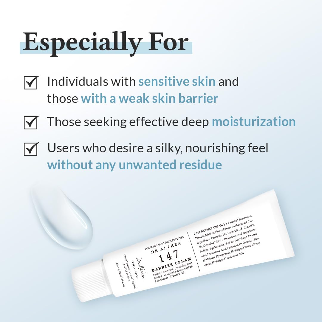 Dr.Althea 147 Barrier Cream | Daily Skin Barrier Care | Deep Hydrating with Hyaluronic Acid & Ceramides |1.7 Fl Oz