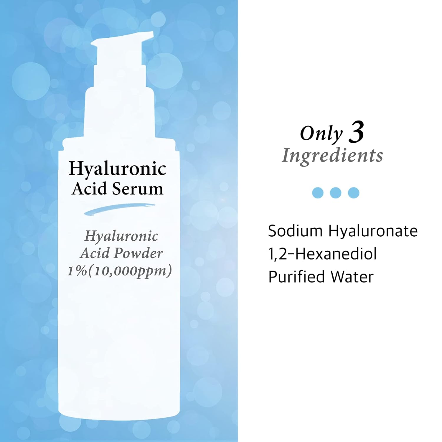 Pure Hyaluronic Acid 1% Powder Serum for Face 10,000ppm 4 Fl Oz