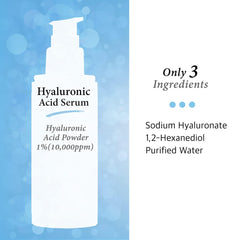 Pure Hyaluronic Acid 1% Powder Serum for Face 10,000ppm 4 Fl Oz