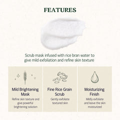 SKINFOOD Rice Mask Wash Off 3.5oz / Gently Exfoliates the Skin