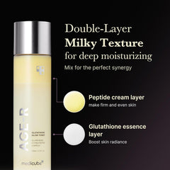 medicube Age-R Glutathione Glow Milky Toner, Low-Irritation Double Layer Toner for Glass Glow Skin with Peptide