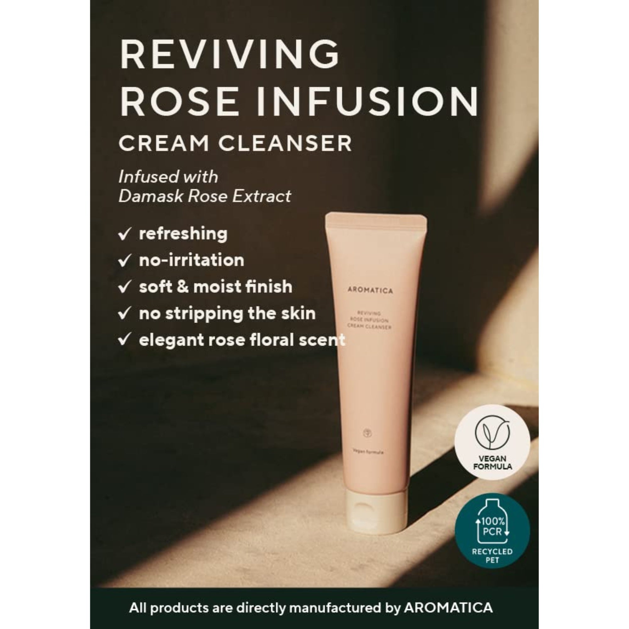 AROMATICA Reviving Rose Infusion Cream Cleanser 5.11oz /145g Double Cleanser