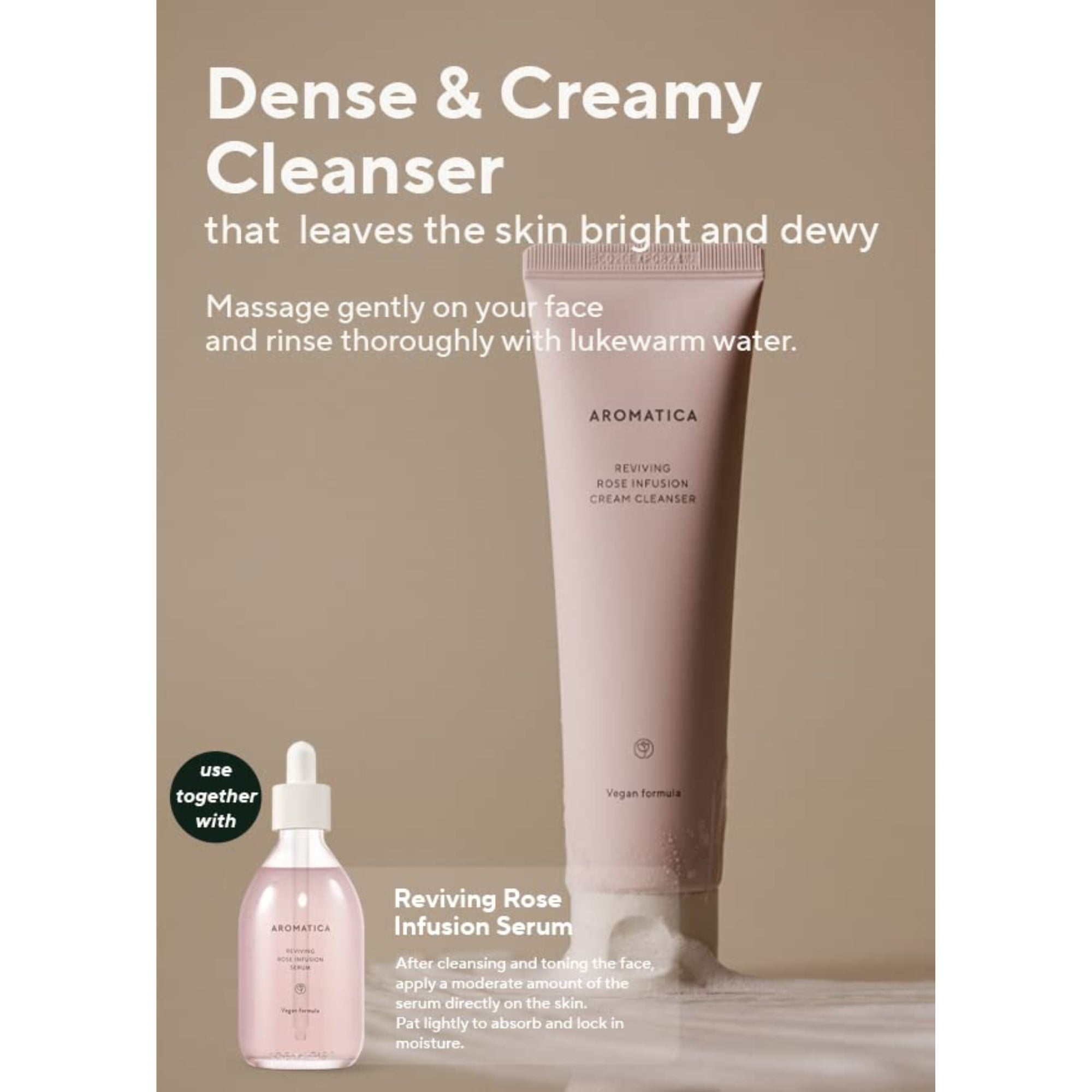 AROMATICA Reviving Rose Infusion Cream Cleanser 5.11oz /145g Double Cleanser